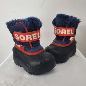 Sorel Snow Commander Little Kids Winter Boots Size US 6 Blue/Black/Red